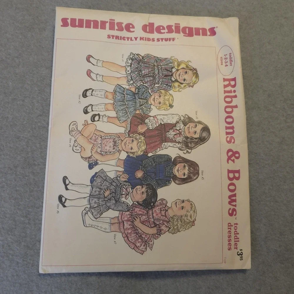 Sunrise Designs Ribbons & Bows Toddler Dresses Pattern Sz 1-4 UNCUT Vintage T109